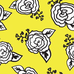 Yellow roses seamless pattern print background