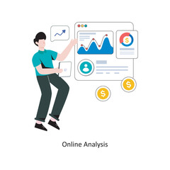 Online Analysis flat style design vector illustration. stock illustration