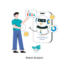 Robot Analysis flat style design vector illustration. stock illustration