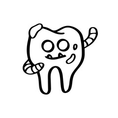 Cute tooth Monster hand drawn illustration 