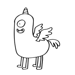 Cute pony Monster hand drawn illustration 