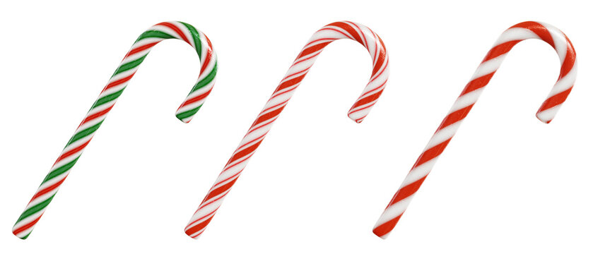 Isolated Christmas candy canes. 3D rendering