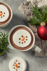 Warm Hot Chocolate with a Snowman Marshmallow