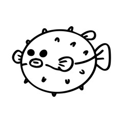 Fugu fish hand drawn illustration