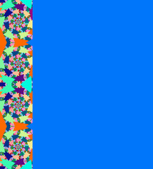 abstract floral frame, blue background