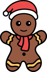 christmas gingerbread man with red hat