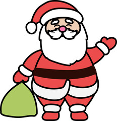Santa Claus Character for Christmas with Green Bag 