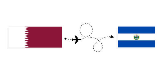 Flight and travel from Qatar to El Salvador by passenger airplane Travel concept