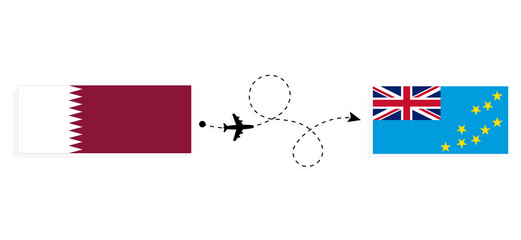 Flight and travel from Qatar to Tuvalu by passenger airplane Travel concept