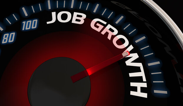 Job Growth New Creation Higher Rising Increase Employment Speedometer 3d Illustration