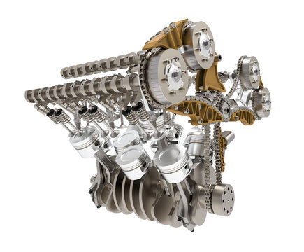 Car engine timing chain. Parts of car engine. Timing chain.