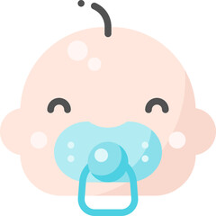Baby Boy Kid Child Children With Pacifier Smiley Emoticon Face Flat icon