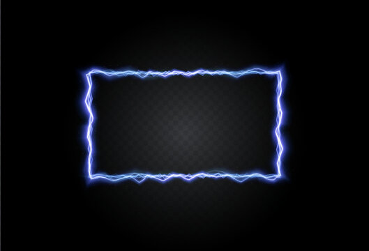Light rectangle blue lightning png. Frame made of fire light effect. Luminous frame for Element for your design, advertising, postcards, invitations, screensavers, websites, games.
