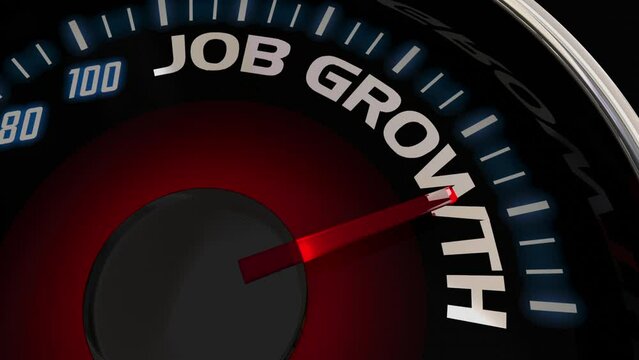 Job Growth New Creation Higher Rising Increase Employment Speedometer 3d Animation