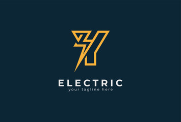 Fototapeta premium Electric Logo, abstract letter Y and lightning bolt combination, tunder bolt design logo template element, vector illustration