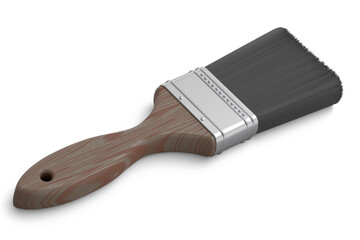 Paint bristle brush for repair work and construction on white background.
