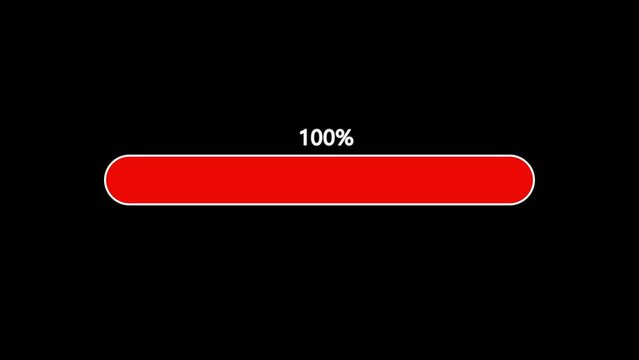 Red download progress indicator on a black background from 0 to 100%