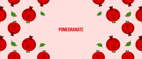 Pomegranate fruit background. Pomegranate fruit background with copy space for banner, decoration, packaging etc. Flat colored illustration. vector eps10