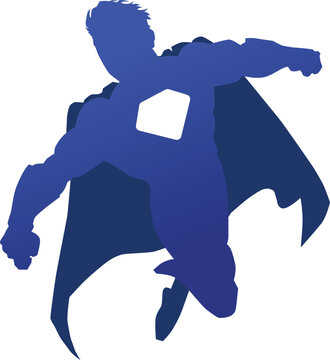 flying male superhero with cape vector illustration