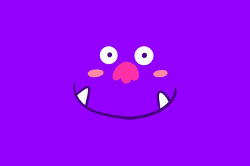 Naklejka premium Monster face in cartoon flat design. Beast character illustration