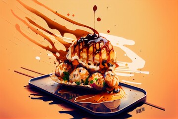 Takoyaki. Asian street food. Tasty food.