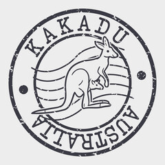 Kakadu NT, Australia Silhouette Postal Passport. Stamp Round Vector Icon. Design Travel Postmark.  © josepperianes