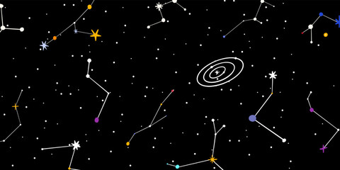 Fototapeta premium Abstract twinkling star constellations for space background