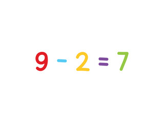 subtraction mathematics for children vector template