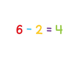 subtraction mathematics for children vector template