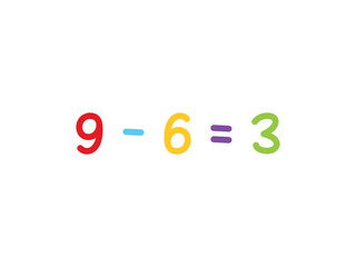 subtraction mathematics for children vector template