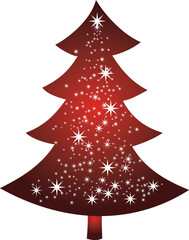 Red Christmas tree with stars decoration