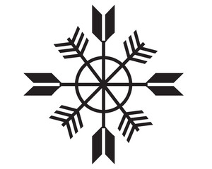 Snowflake in isolate on a white background. New Year's pattern. Vector illustration.