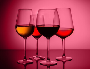 Wine glasses on blue