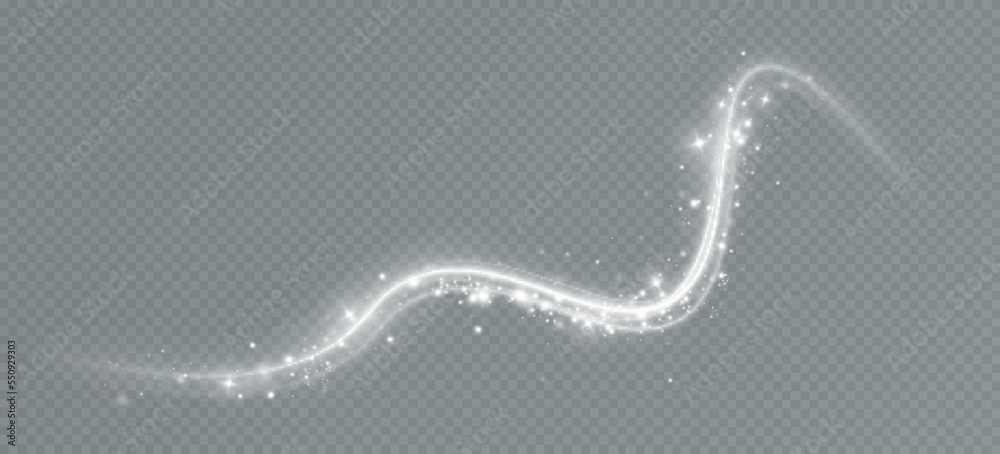 Aufkleber Magic spiral with sparkles.White light effect.Glitter particles with lines.Swirl effect.