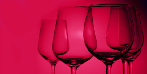 Wine glasses on blue