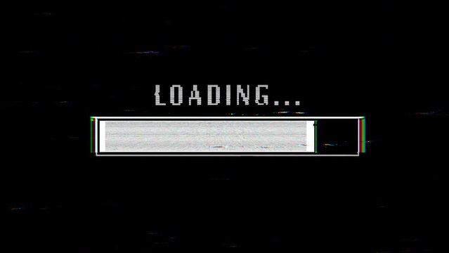 Glitching loading bar, retro pixel damage animation