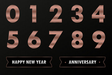 Set of numbers in copper color. Numbers for Christmas, New Year, parties, birthdays, decoration and the like.