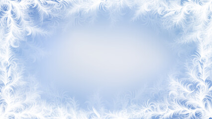 Winter frosty pattern with swirls on glass. Background with snow pattern.