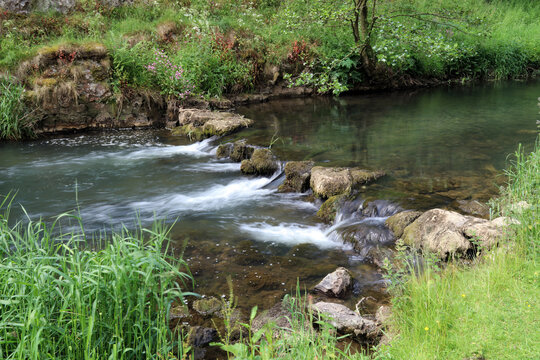 Small waterfall, Wolfscote Dale Derbyshire England
