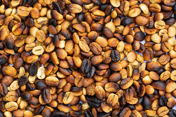 Macro coffee beans background,Roasted coffee beans can be used as a background.