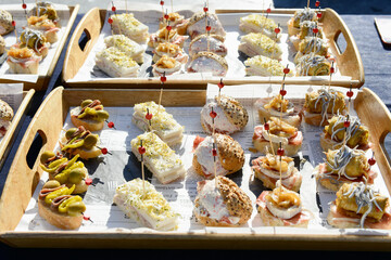 Canapes with different format.