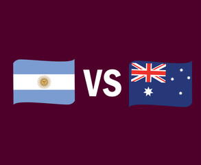 Argentina Vs Australia Flag Ribbon Symbol Design Latin America And Asia football Final Vector Latin American And Asian Countries Football Teams Illustration