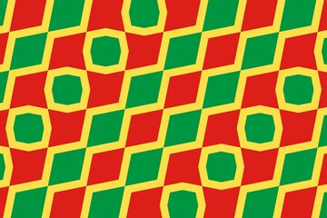 Geometric pattern in the colors of the national flag of Republic of the Congo. The colors of Republic of the Congo.