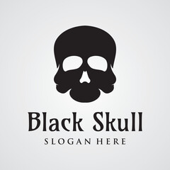 Fire skull head logo template with horns, warrior, dark,strong, tattoo,vintage logo.