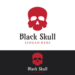 Fire skull head logo template with horns, warrior, dark,strong, tattoo,vintage logo.