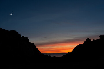 The valley of the moon and its red sunset