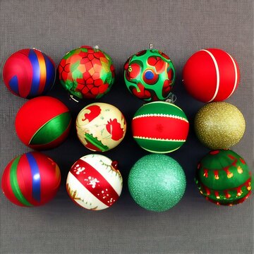 Colorful balls christmas ornament. vintage ball decorative for christmas.png