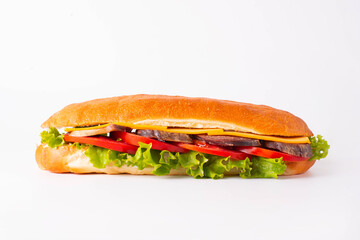sausage sandwich on a white background