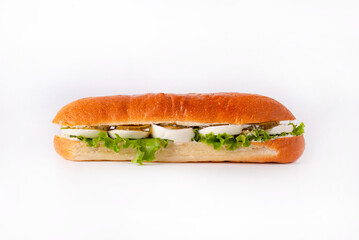 egg sandwich on a white background
