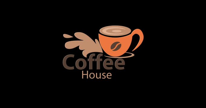 Cute Coffee Icon Logo Animation with Liquid Particles on Transparent Background. A good fit for the functioning of your coffee shop